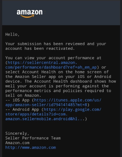 Account reinstated proof image 1
